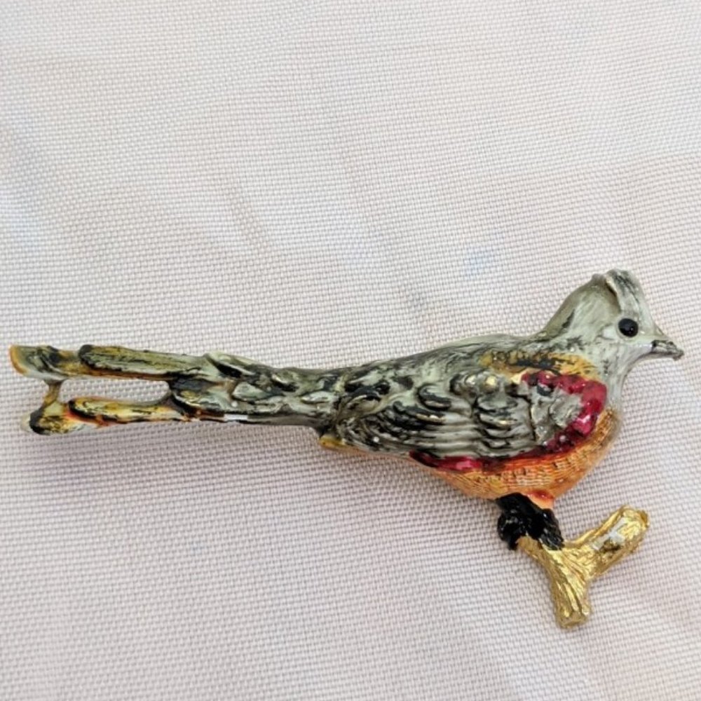 Vintage Rafaelian Enameled Gold Bird Brooch